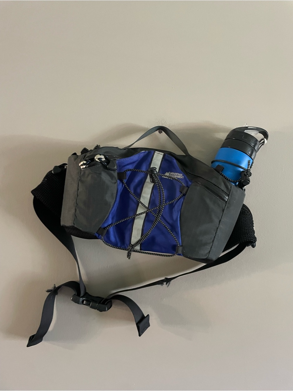 Mountain equipment Men's Blue and Gray Waist Bag with Bottle Holder